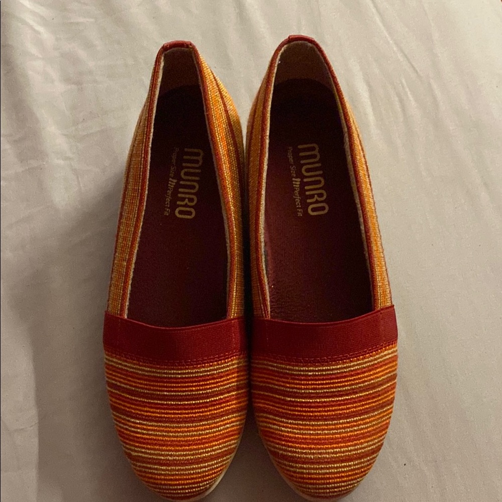 Munro Red and Orange Striped Loafers